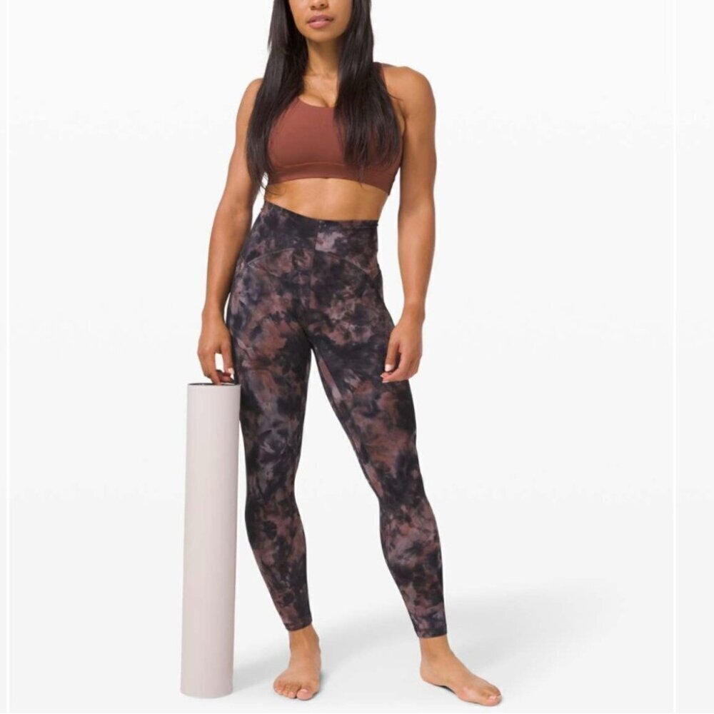 Lululemon Unlimit Highrise Tight Keyhole Diamond Dye Graphite Grey Pink Pastel 0